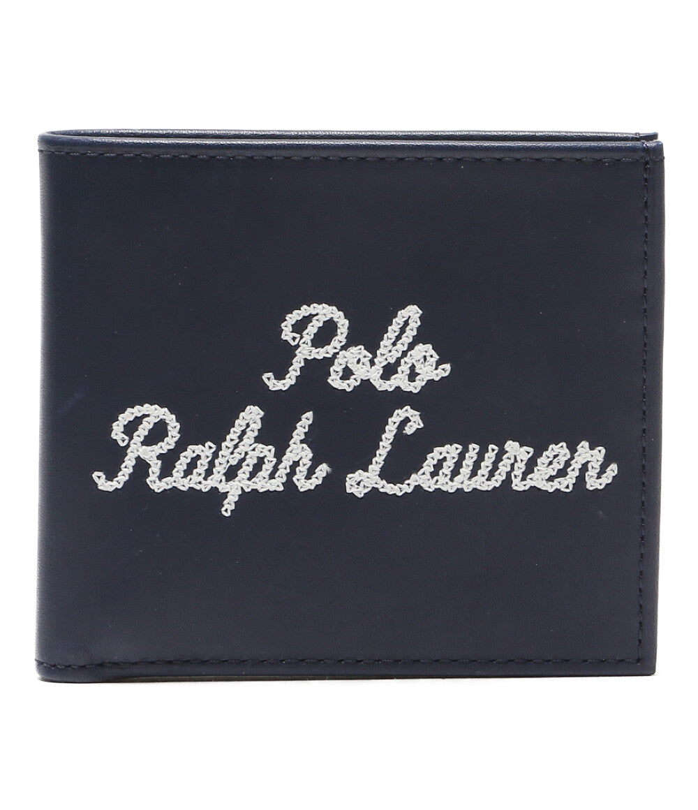 POLO RALPH LAUREN 二つ折り財布 エンブロイダリー レザー ネイビー
