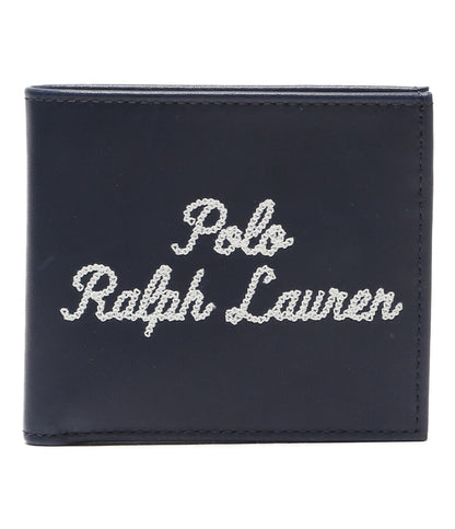 POLO RALPH LAUREN 二つ折り財布 エンブロイダリー レザー ネイビー メンズ ポロ・ラルフローレン