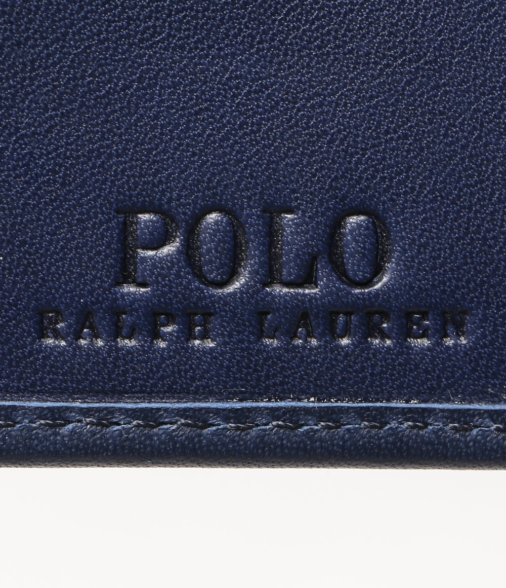 POLO RALPH LAUREN 二つ折り財布 エンブロイダリー レザー ネイビー