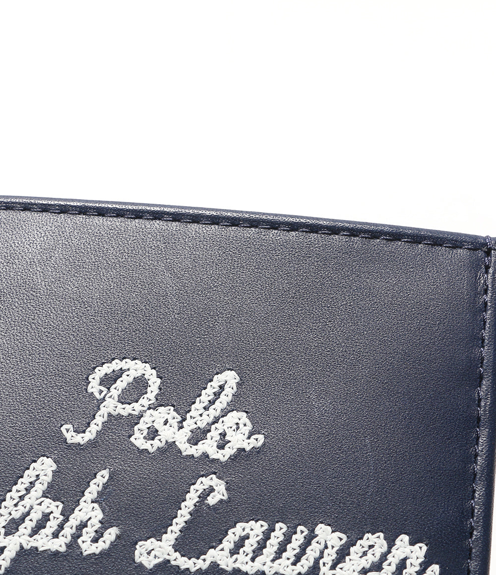 POLO RALPH LAUREN 二つ折り財布 エンブロイダリー レザー ネイビー