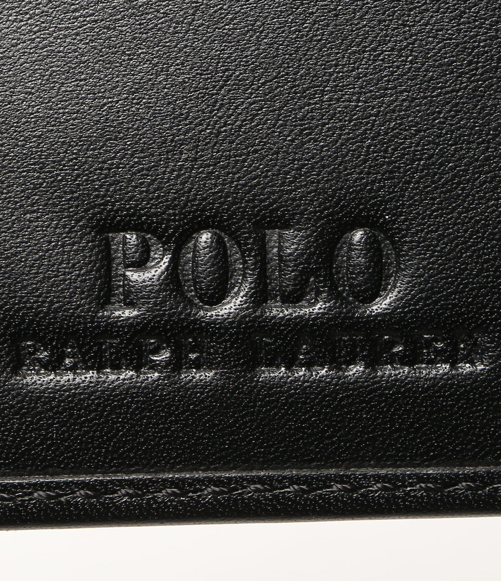 美品 POLO RALPH LAUREN 二つ折り財布 カーフレザーシリーズ ブラック メンズ ポロ・ラルフローレン