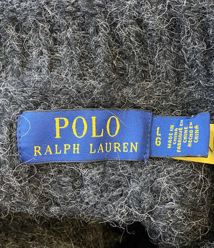 美品 POLO RALPH LAUREN ニット アランニット フラッグ ウールブレンド アルパカ混 チャコール メンズ SIZE L ポロ・ラルフローレン
