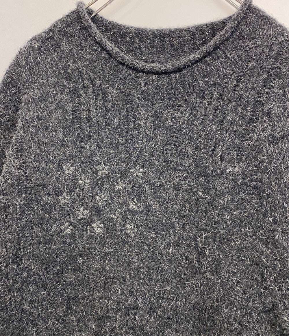 美品 POLO RALPH LAUREN ニット アランニット フラッグ ウールブレンド アルパカ混 チャコール メンズ SIZE L ポロ・ラルフローレン