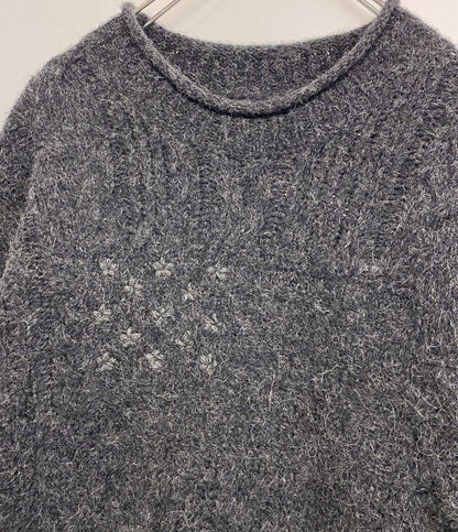 美品 POLO RALPH LAUREN ニット アランニット フラッグ ウールブレンド アルパカ混 チャコール メンズ SIZE L ポロ・ラルフローレン