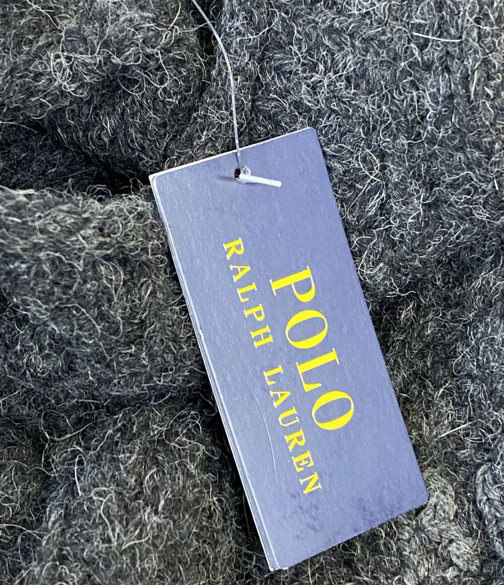 美品 POLO RALPH LAUREN ニット アランニット フラッグ ウールブレンド アルパカ混 チャコール メンズ SIZE L ポロ・ラルフローレン