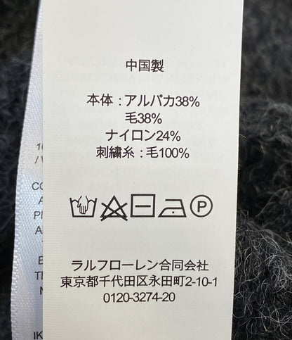 美品 POLO RALPH LAUREN ニット アランニット フラッグ ウールブレンド アルパカ混 チャコール メンズ SIZE L ポロ・ラルフローレン