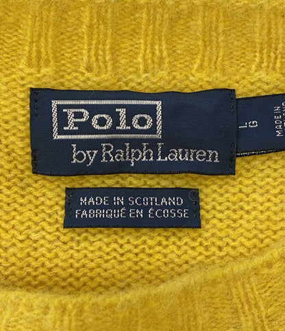 美品 POLO RALPH LAUREN ニット SCOTLAND製 シャギードッグ イエロー メンズ SIZE L ポロ・ラルフローレン