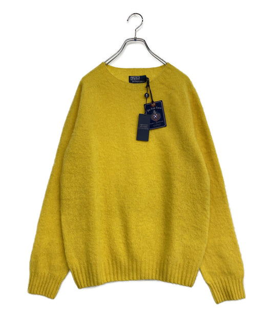 美品 POLO RALPH LAUREN ニット SCOTLAND製 シャギードッグ イエロー メンズ SIZE L ポロ・ラルフローレン