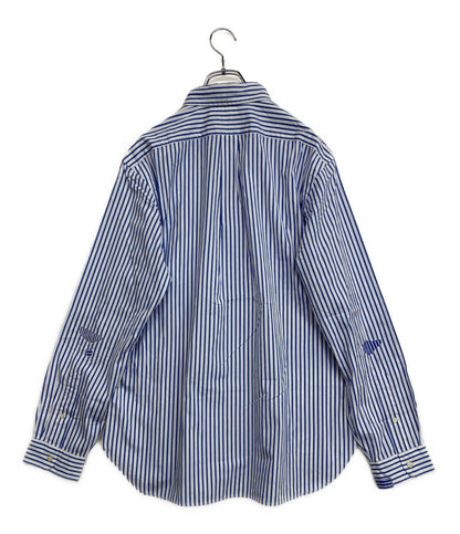美品 POLO RALPH LAUREN 長袖シャツ CLASSIC FIT DISTRESSED STRIPED ブルー メンズ SIZE L ポロ・ラルフローレン