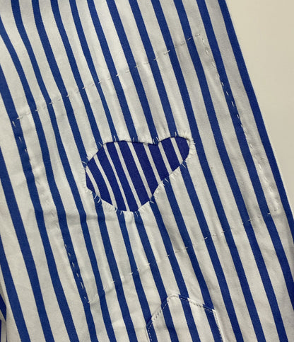美品 POLO RALPH LAUREN 長袖シャツ CLASSIC FIT DISTRESSED STRIPED ブルー メンズ SIZE L ポロ・ラルフローレン