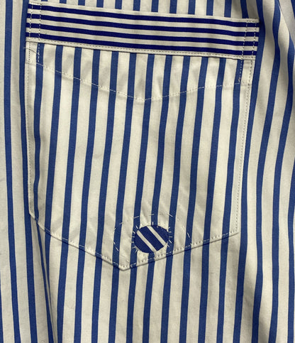美品 POLO RALPH LAUREN 長袖シャツ CLASSIC FIT DISTRESSED STRIPED ブルー メンズ SIZE L ポロ・ラルフローレン