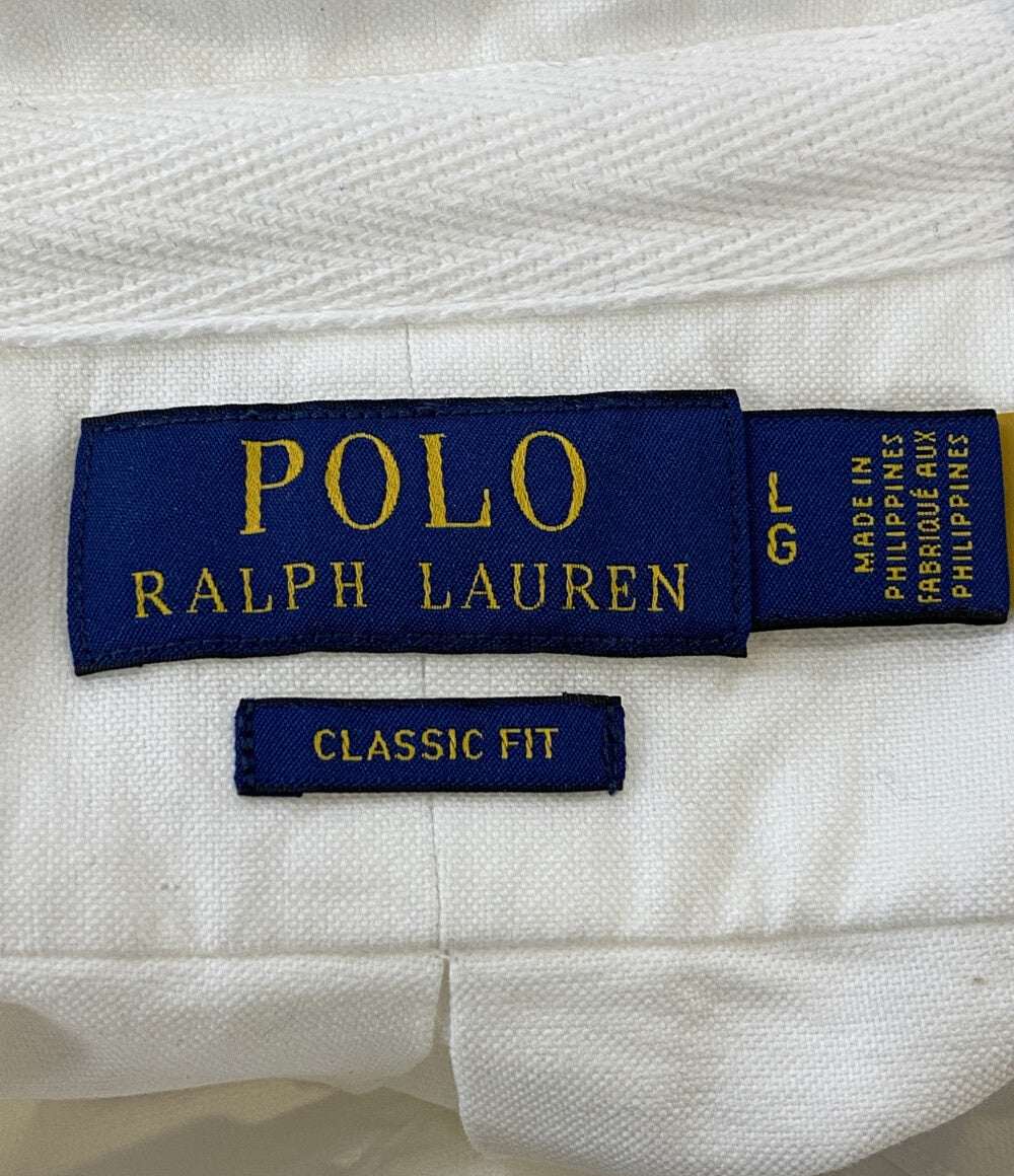 POLO RALPH LAUREN 長袖シャツ CLASSIC FIT CREST-PATCH OXFORD WHITE メンズ SIZE L ポロ・ラルフローレン