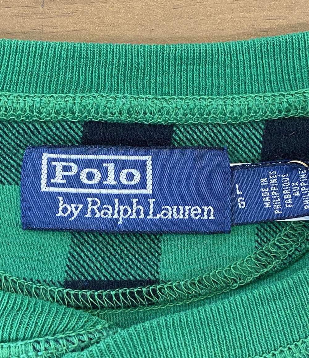 美品 POLO RALPH LAUREN カットソー COUNTRY PLAID MOLESKIN HENLEY SHIRT チェック グリーン メンズ SIZE L ポロ・ラルフローレン