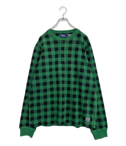 美品 POLO RALPH LAUREN カットソー COUNTRY PLAID MOLESKIN HENLEY SHIRT チェック グリーン メンズ SIZE L ポロ・ラルフローレン