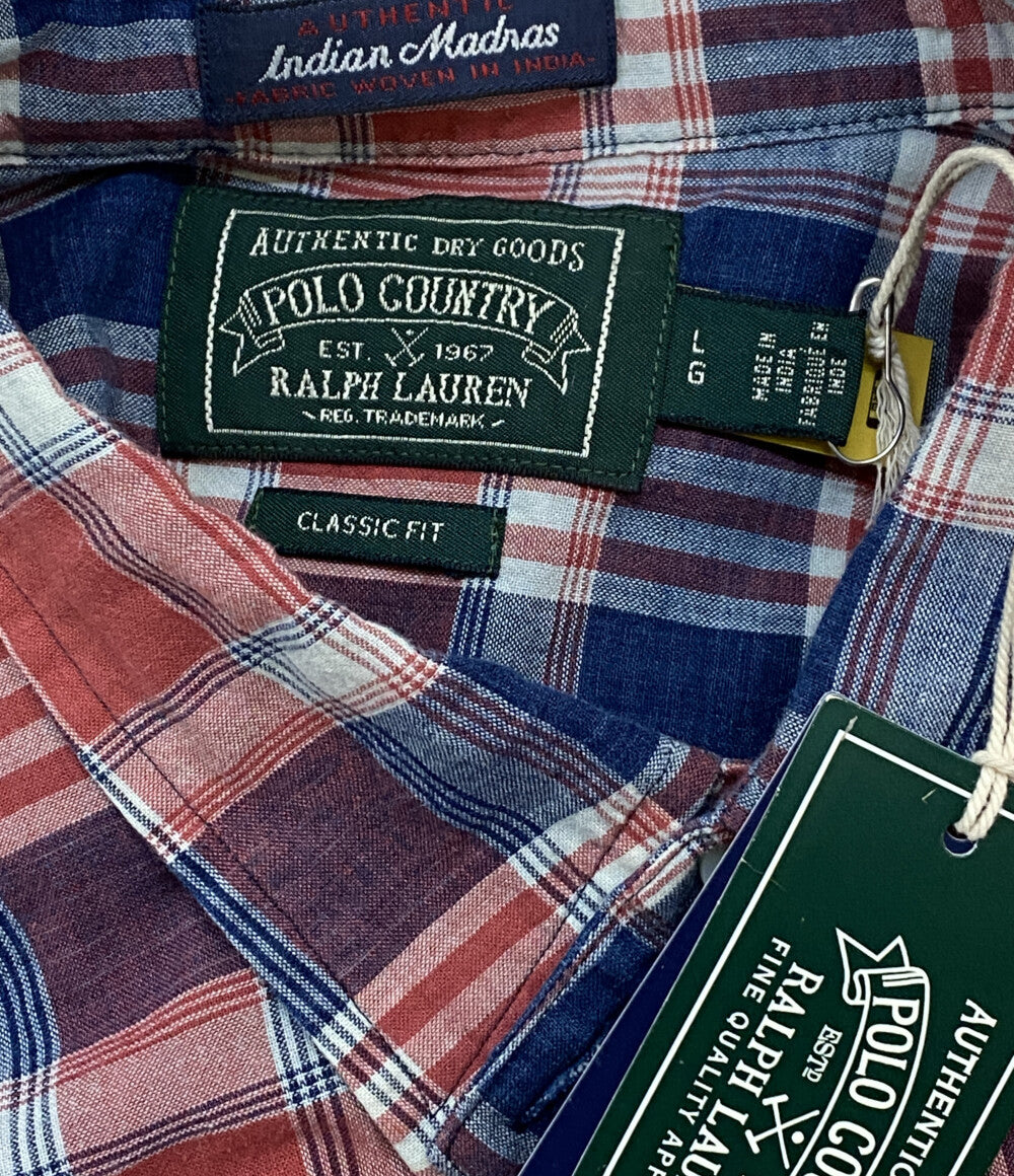 POLO COUNTRY ポロカントリー 半袖シャツ CLASSIC FIT INDIGO PLAID WORK チェック メンズ SIZE L