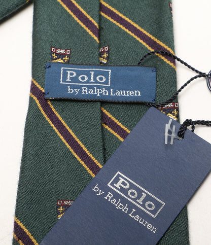 POLO RALPH LAUREN ネクタイ ストライプド ウールシルク クラブ グリーン メンズ ポロ・ラルフローレン