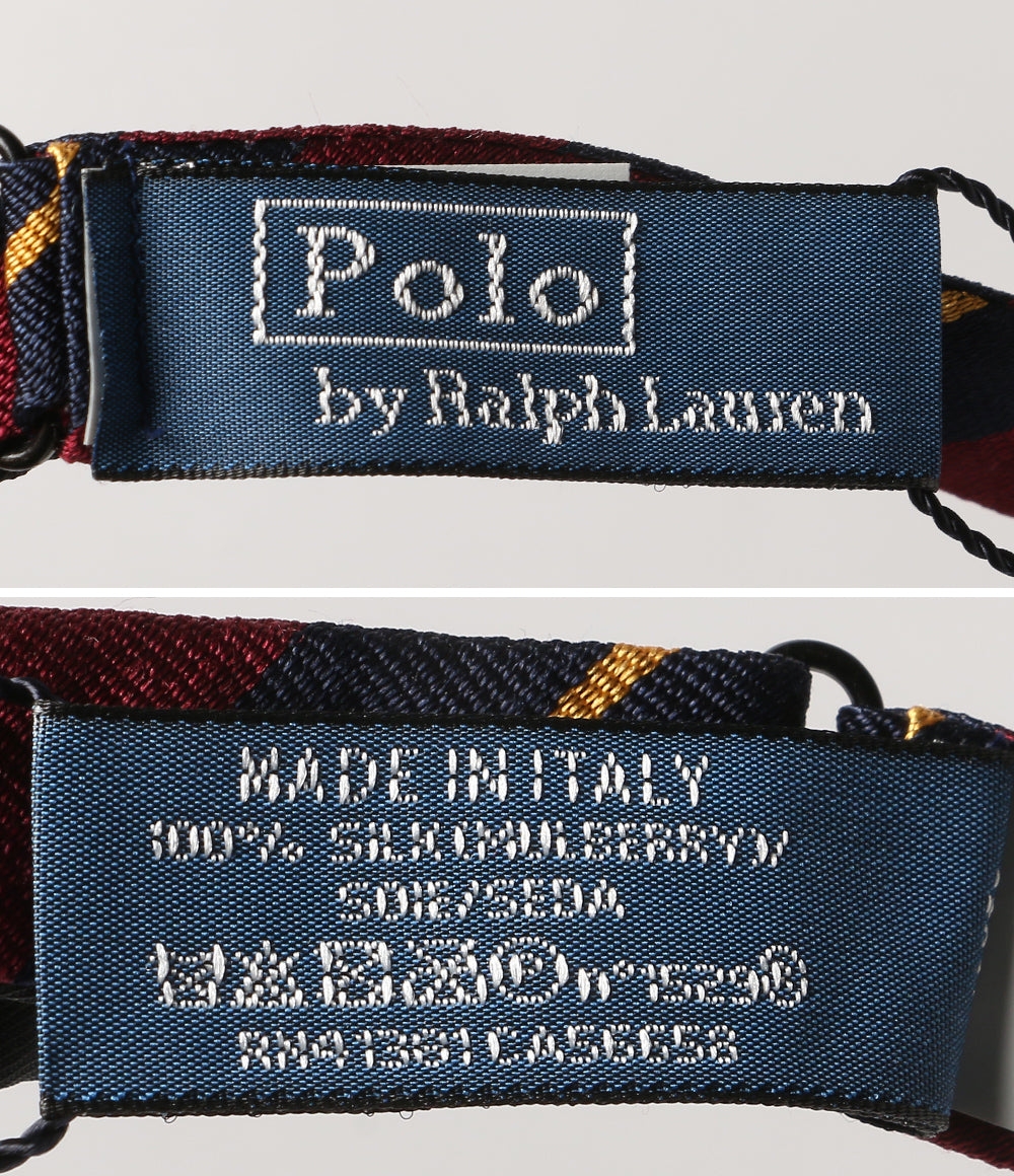 美品 POLO RALPH LAUREN 蝶ネクタイ ボウタイ ストライプド シルク レップ メンズ ポロ・ラルフローレン