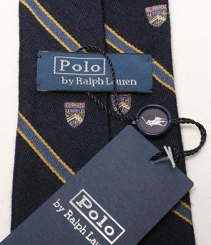 美品 POLO RALPH LAUREN ネクタイ ストライプド ウールシルク クラブ メンズ ポロ・ラルフローレン