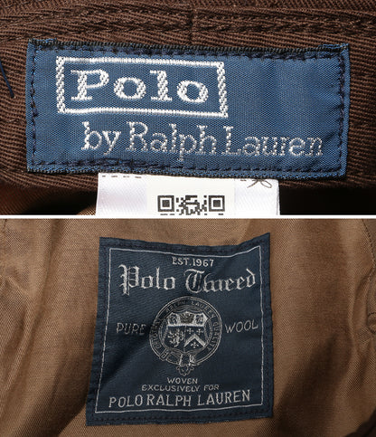 美品 POLO RALPH LAUREN バケットハット ヘリンボーン ツイード ブラウン レディース ポロ・ラルフローレン