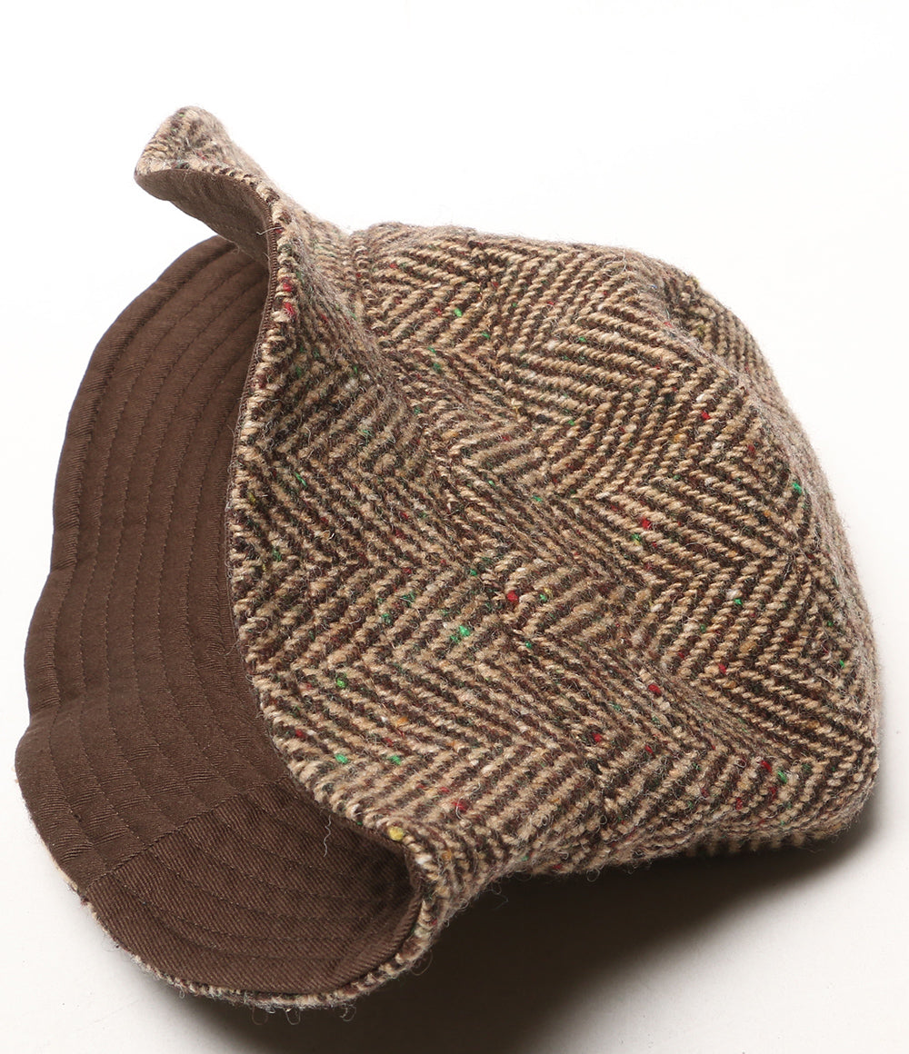 美品 POLO RALPH LAUREN バケットハット ヘリンボーン ツイード ブラウン レディース ポロ・ラルフローレン