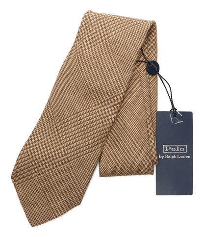 美品 POLO RALPH LAUREN ネクタイ グレン チェック リネンブレンド ベージュ メンズ ポロ・ラルフローレン