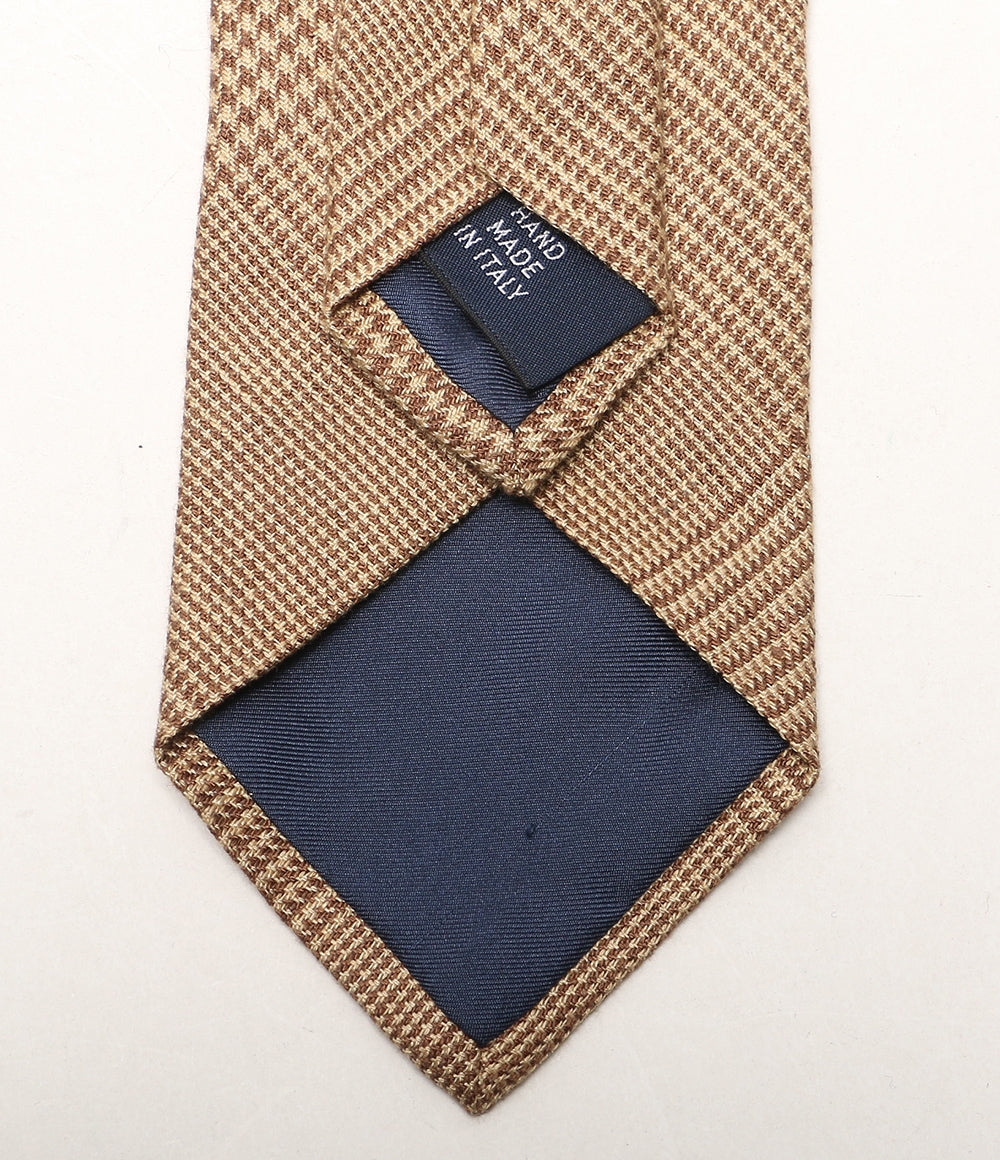 美品 POLO RALPH LAUREN ネクタイ グレン チェック リネンブレンド ベージュ メンズ ポロ・ラルフローレン