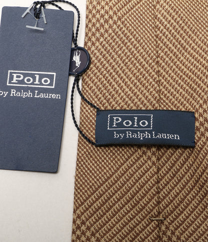 美品 POLO RALPH LAUREN ネクタイ グレン チェック リネンブレンド ベージュ メンズ ポロ・ラルフローレン