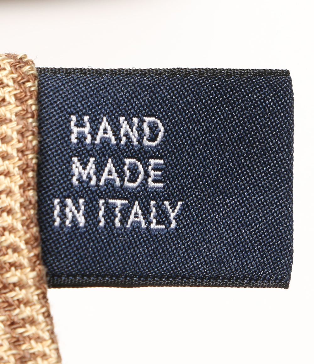 美品 POLO RALPH LAUREN ネクタイ グレン チェック リネンブレンド ベージュ メンズ ポロ・ラルフローレン