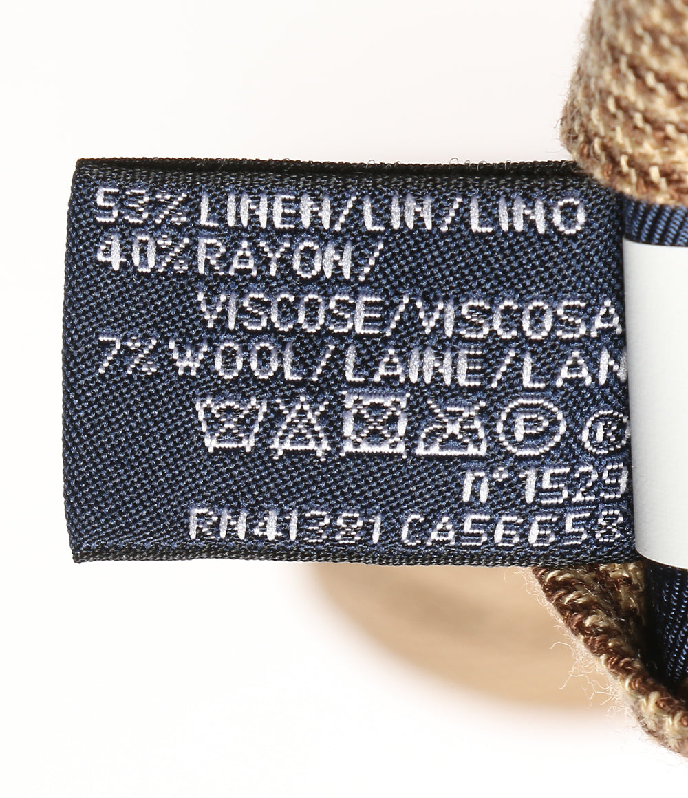 美品 POLO RALPH LAUREN ネクタイ グレン チェック リネンブレンド ベージュ メンズ ポロ・ラルフローレン