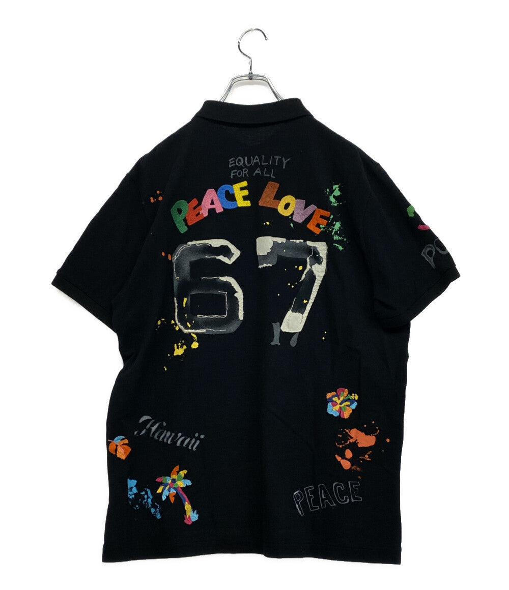 美品 POLO RALPH LAUREN ポロシャツ PEACE LOVE POLO MESH POLO BLK メンズ SIZE L ポロ・ラルフローレン