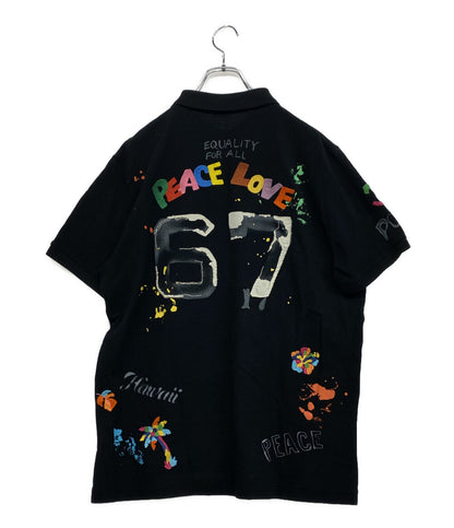 美品 POLO RALPH LAUREN ポロシャツ PEACE LOVE POLO MESH POLO BLK メンズ SIZE L ポロ・ラルフローレン