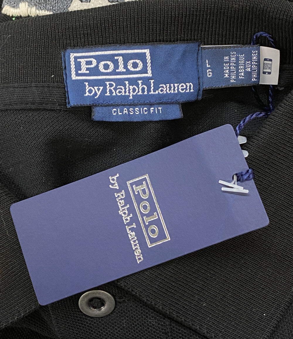 美品 POLO RALPH LAUREN ポロシャツ PEACE LOVE POLO MESH POLO BLK メンズ SIZE L ポロ・ラルフローレン