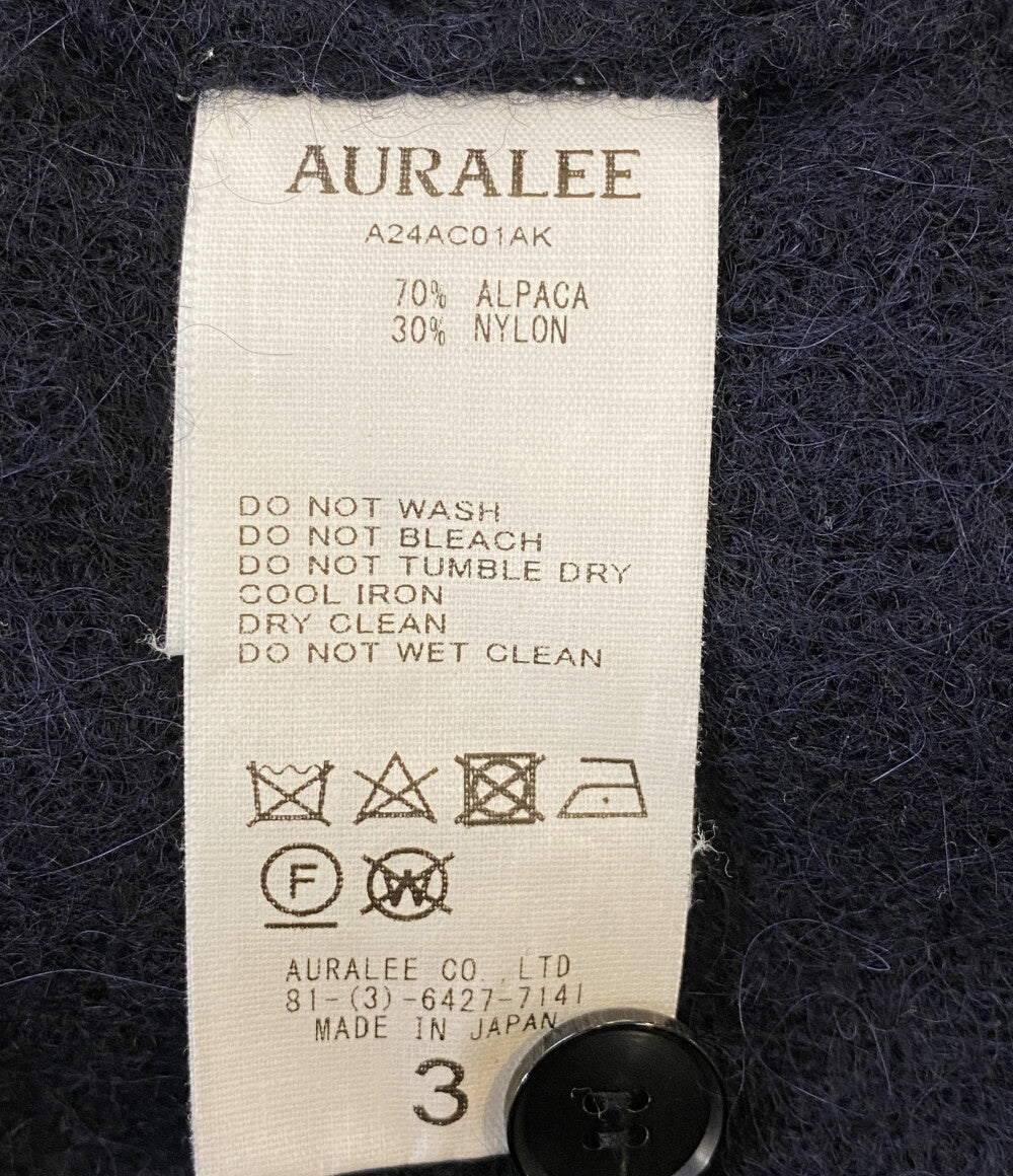 美品 AURALEE カーディガン BABY SURI ALPACA SHEER KNIT CARDIGAN A24AC01AK メンズ SIZE 3 オーラリー