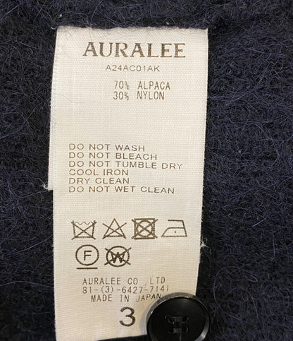 美品 AURALEE カーディガン BABY SURI ALPACA SHEER KNIT CARDIGAN A24AC01AK メンズ SIZE 3 オーラリー