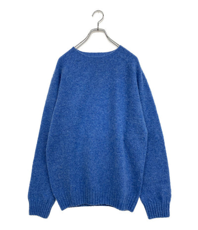 美品 POLO RALPH LAUREN ニット ブラッシュドウール シャギー ブルー SCOTLAND製 メンズ SIZE L ポロ・ラルフローレン