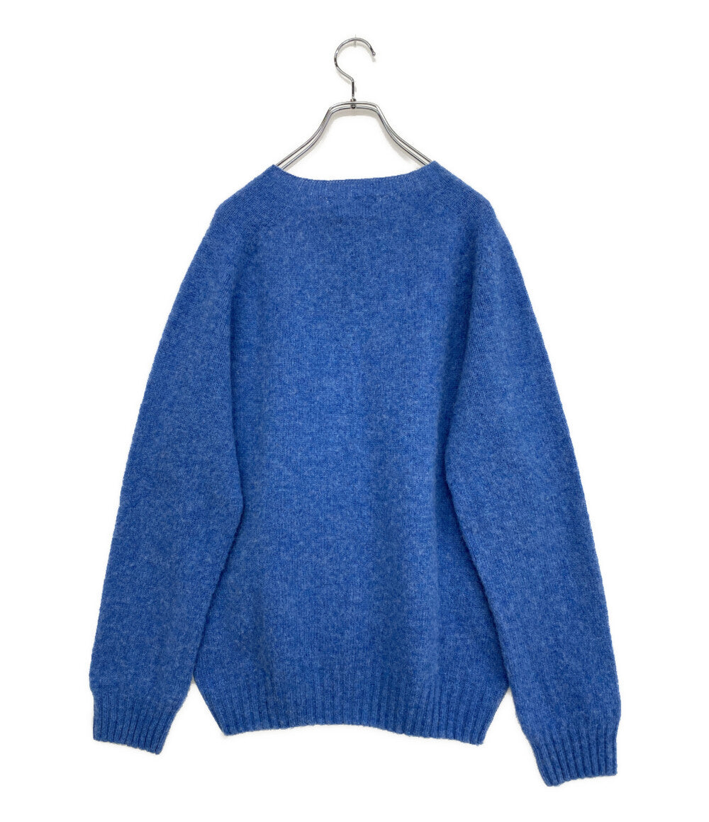 美品 POLO RALPH LAUREN ニット ブラッシュドウール シャギー ブルー SCOTLAND製 メンズ SIZE L ポロ・ラルフローレン