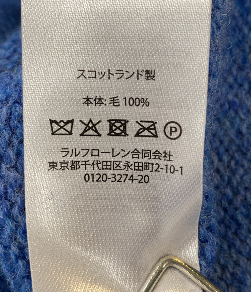 美品 POLO RALPH LAUREN ニット ブラッシュドウール シャギー ブルー SCOTLAND製 メンズ SIZE L ポロ・ラルフローレン