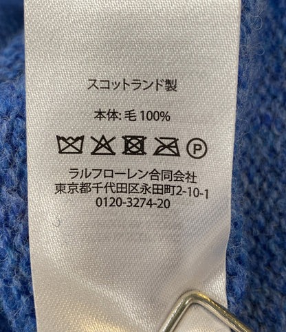 美品 POLO RALPH LAUREN ニット ブラッシュドウール シャギー ブルー SCOTLAND製 メンズ SIZE L ポロ・ラルフローレン