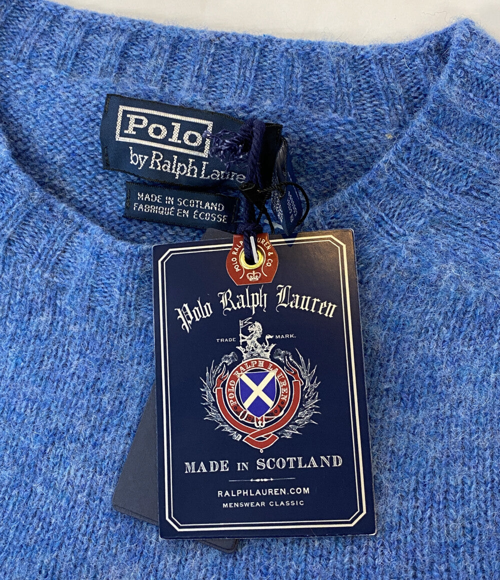 美品 POLO RALPH LAUREN ニット ブラッシュドウール シャギー ブルー SCOTLAND製 メンズ SIZE L ポロ・ラルフローレン