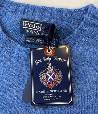 美品 POLO RALPH LAUREN ニット ブラッシュドウール シャギー ブルー SCOTLAND製 メンズ SIZE L ポロ・ラルフローレン