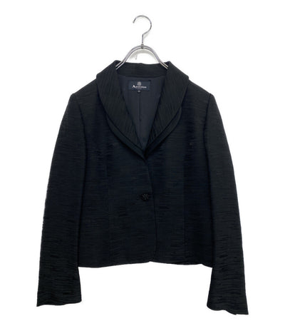 Aquascutum ジャケット ブラック 1003415-00-E23 日本製 へちま襟 レディース SIZE 13 アクアスキュータム