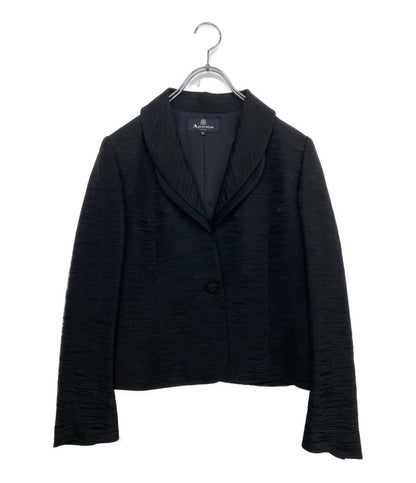 Aquascutum ジャケット ブラック 1003415-00-E23 日本製 へちま襟 レディース SIZE 13 アクアスキュータム