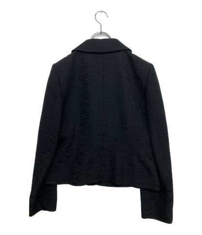 Aquascutum ジャケット ブラック 1003415-00-E23 日本製 へちま襟 レディース SIZE 13 アクアスキュータム