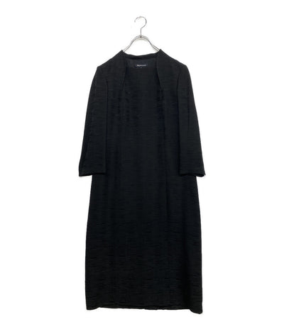 Aquascutum 長袖ワンピース ブラック 1003415-00-E23 日本製 レディース SIZE 13 アクアスキュータム