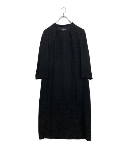 Aquascutum 長袖ワンピース ブラック 1003415-00-E23 日本製 レディース SIZE 13 アクアスキュータム