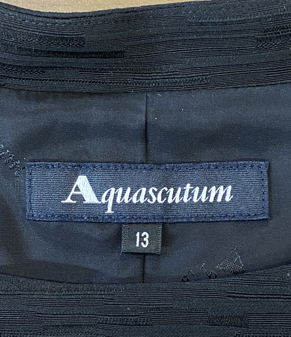 Aquascutum 長袖ワンピース ブラック 1003415-00-E23 日本製 レディース SIZE 13 アクアスキュータム
