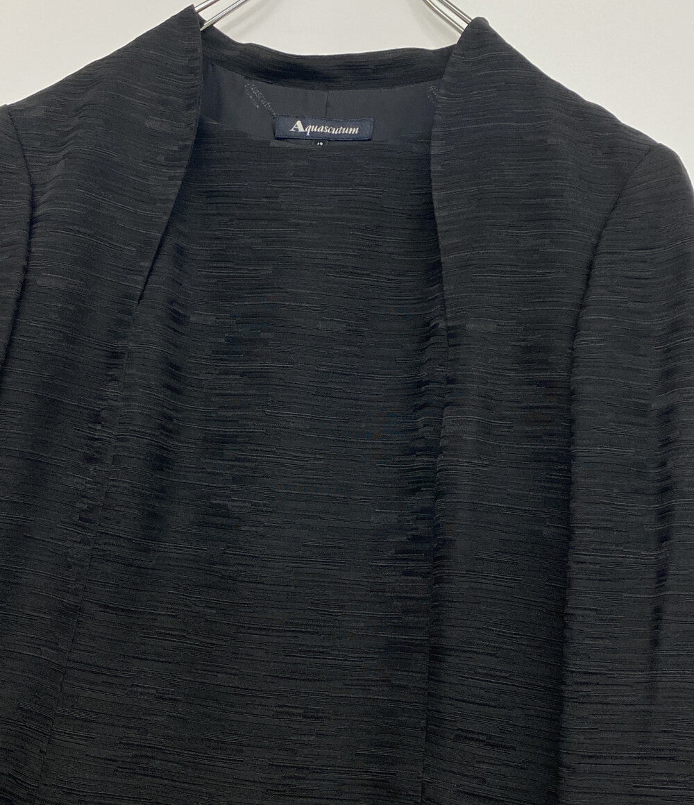 Aquascutum 長袖ワンピース ブラック 1003415-00-E23 日本製 レディース SIZE 13 アクアスキュータム