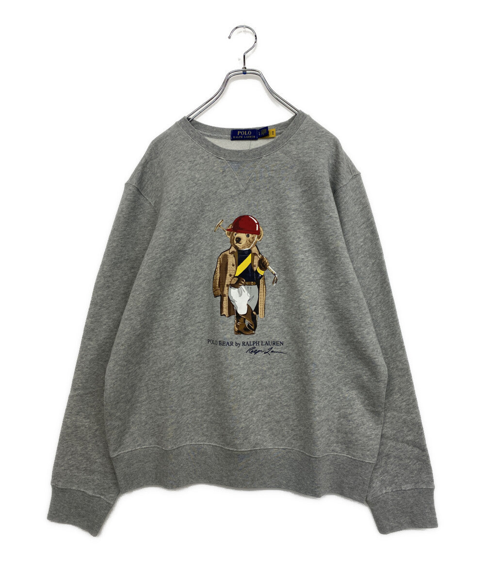 美品 POLO RALPH LAUREN スウェットシャツ POLOベア フリース グレー 前V メンズ SIZE L ポロ・ラルフローレン