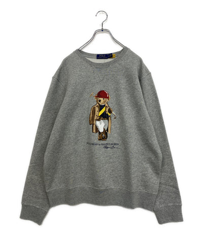 美品 POLO RALPH LAUREN スウェットシャツ POLOベア フリース グレー 前V メンズ SIZE L ポロ・ラルフローレン