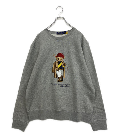美品 POLO RALPH LAUREN スウェットシャツ POLOベア フリース グレー 前V メンズ SIZE L ポロ・ラルフローレン
